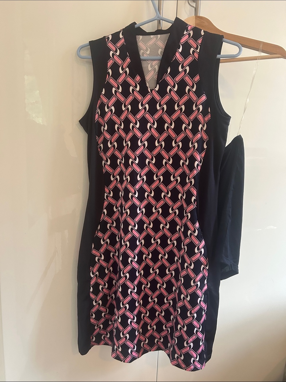 Tail Sleeveless Pink Chain-Print A-Line Golf dress